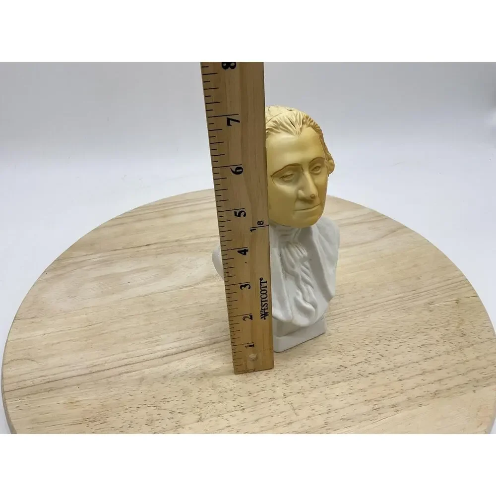 Vintage Avon Colonial Man‎ Bust Cologne Bottle White Gold Figurine Decor
